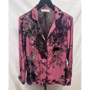 Sofie Schnoor Women's Mauve Moody Floral Romantic Button Down Blouse Sz M